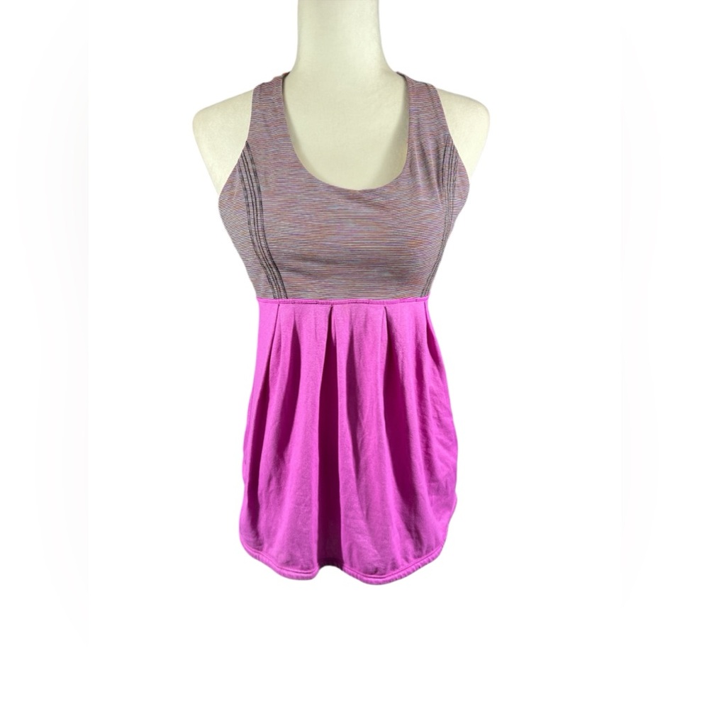 Lululemon Women's Athletic Built-in Bra Blue Racerback Scoop Neck Tank Top 8